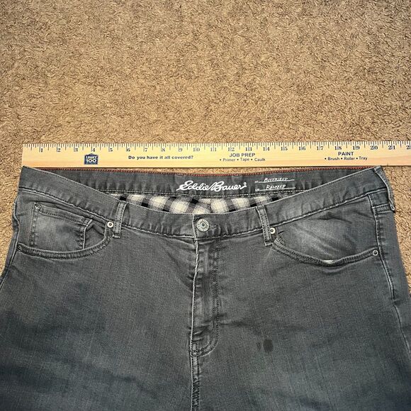 Eddie Bauer Boyfriend Relaxed Fit Jeans Womens 18 Tall Faded Gray Fleece Lined - Picture 5 of 8